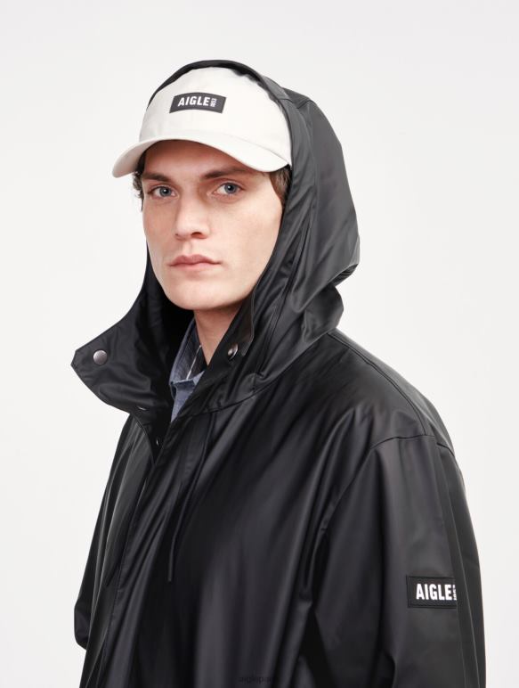 Hommes noir Aigle parka imperméable longue à capuche vêtements 2F486199