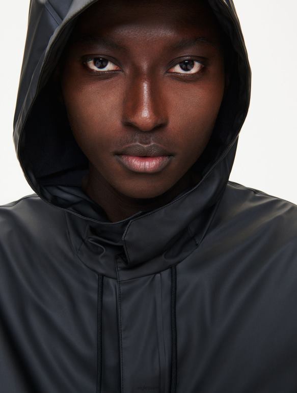 Hommes noir Aigle parka imperméable longue à capuche vêtements 2F486199