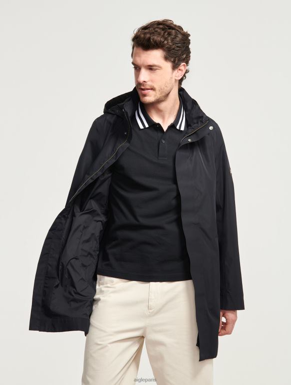 Hommes noir Aigle parka longue à capuche en gore-tex vêtements 2F486168