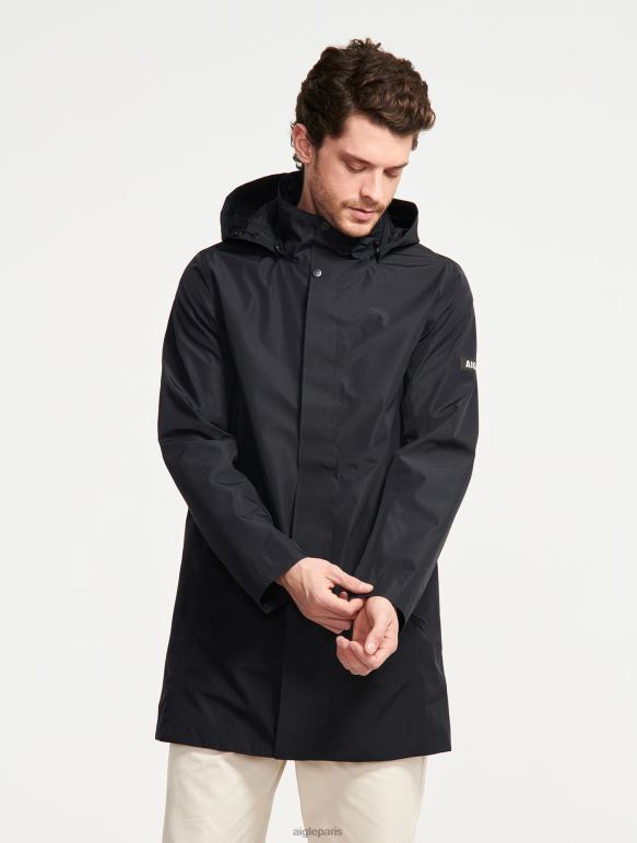 Hommes noir Aigle parka longue à capuche en gore-tex vêtements 2F486168
