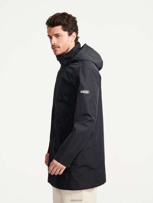Hommes noir Aigle parka longue à capuche en gore-tex vêtements 2F486168