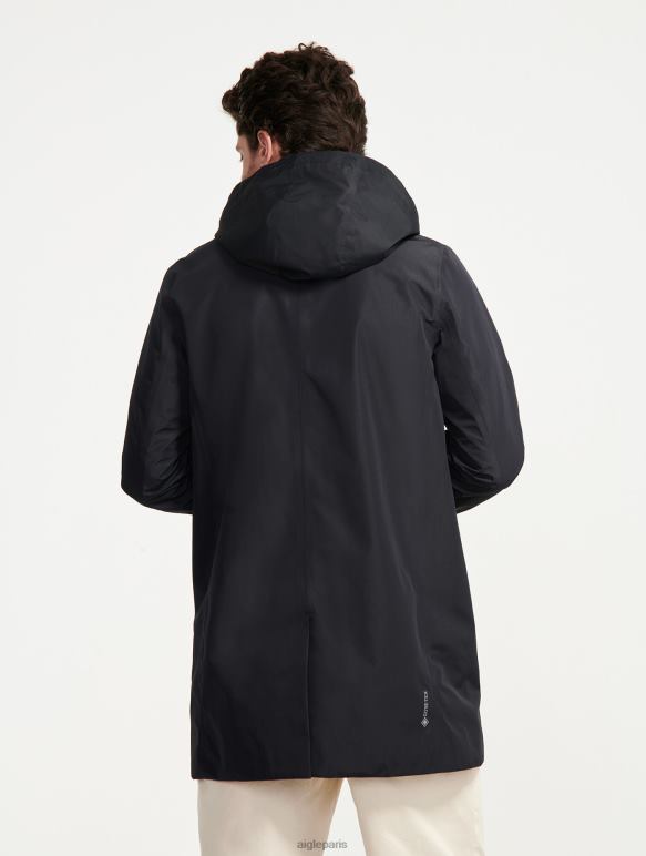 Hommes noir Aigle parka longue à capuche en gore-tex vêtements 2F486168
