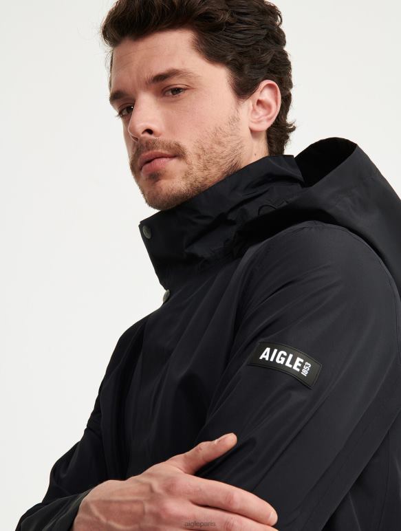 Hommes noir Aigle parka longue à capuche en gore-tex vêtements 2F486168