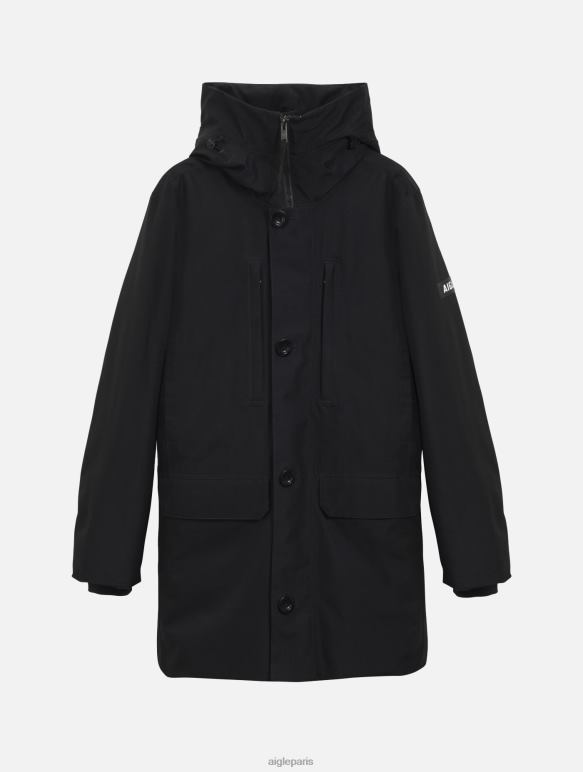 Hommes noir Aigle parka longue à capuche en gore-tex vêtements 2F486194