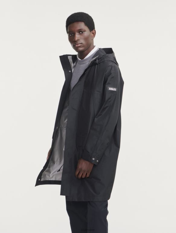 Hommes noir Aigle parka longue à double capuche en gore-tex paclite vêtements 2F486158