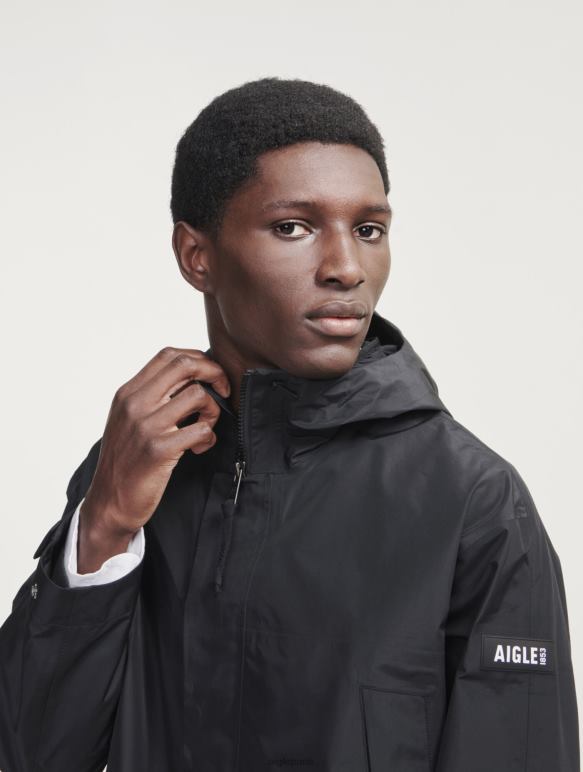 Hommes noir Aigle parka longue à double capuche en gore-tex paclite vêtements 2F486158