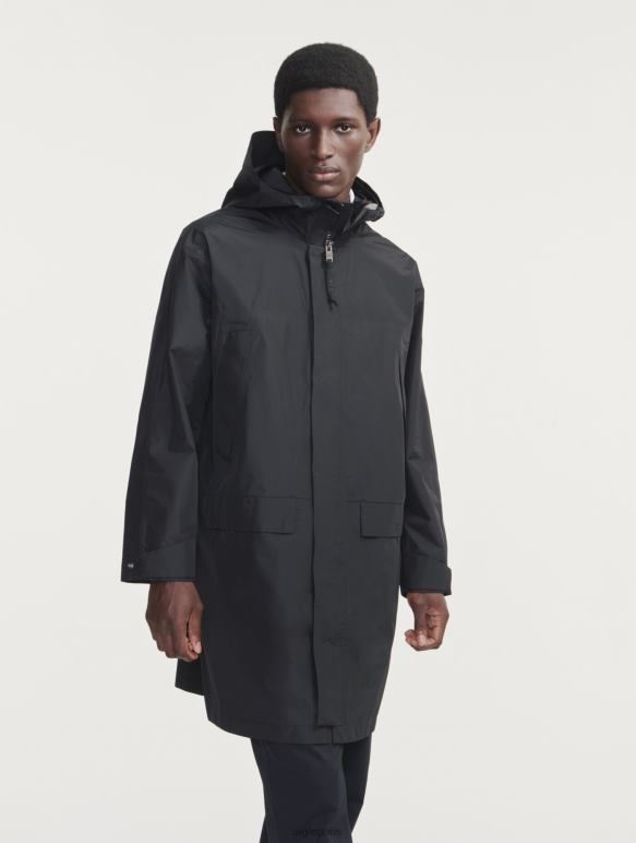 Hommes noir Aigle parka longue à double capuche en gore-tex paclite vêtements 2F486158