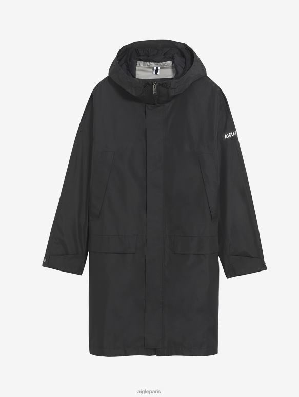 Hommes noir Aigle parka longue à double capuche en gore-tex paclite vêtements 2F486158