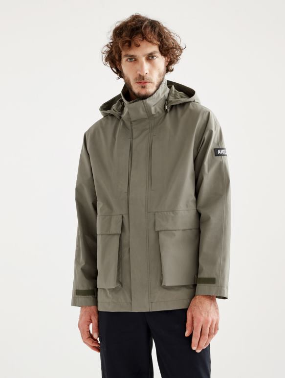 Hommes taillis je Aigle parka courte gore-tex capuche amovible vêtements 2F486169