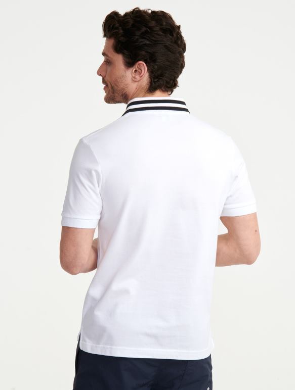 Hommes blanc Aigle polo à manches courtes et col à double bande vêtements 2F486154