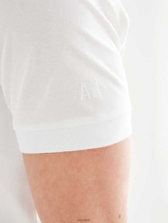 Hommes blanc Aigle polo à manches courtes et col à double bande vêtements 2F486154
