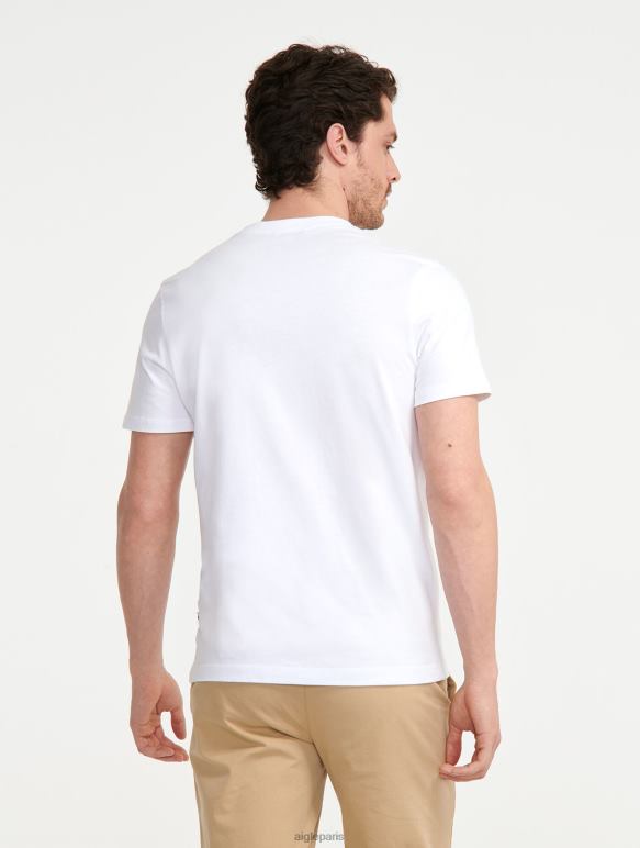 Hommes blanc Aigle t-shirt à col rond vêtements 2F486138