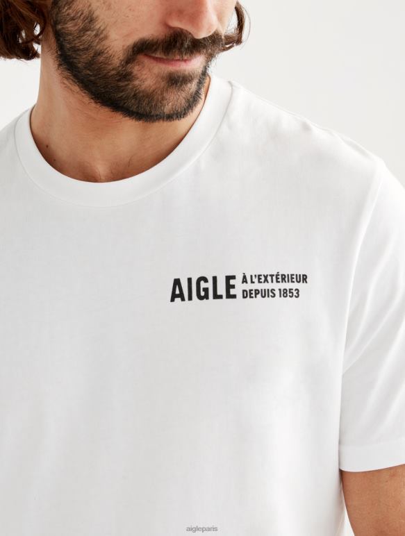 Hommes blanc Aigle t-shirt imprimé à col rond vêtements 2F486115