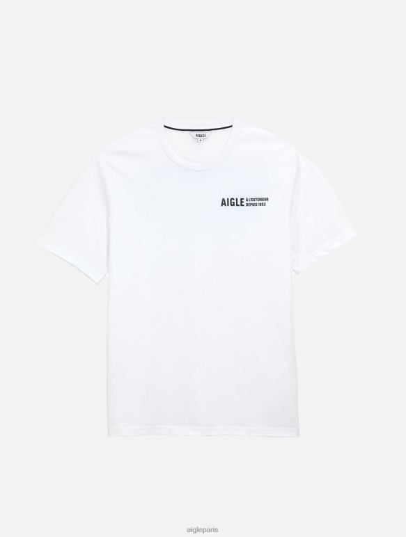 Hommes blanc Aigle t-shirt imprimé à col rond vêtements 2F486115