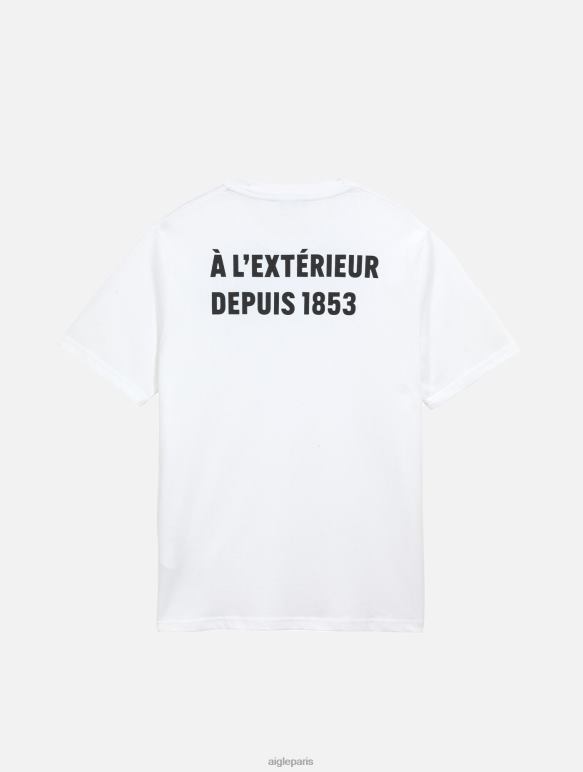 Hommes blanc Aigle t-shirt imprimé à col rond vêtements 2F486115