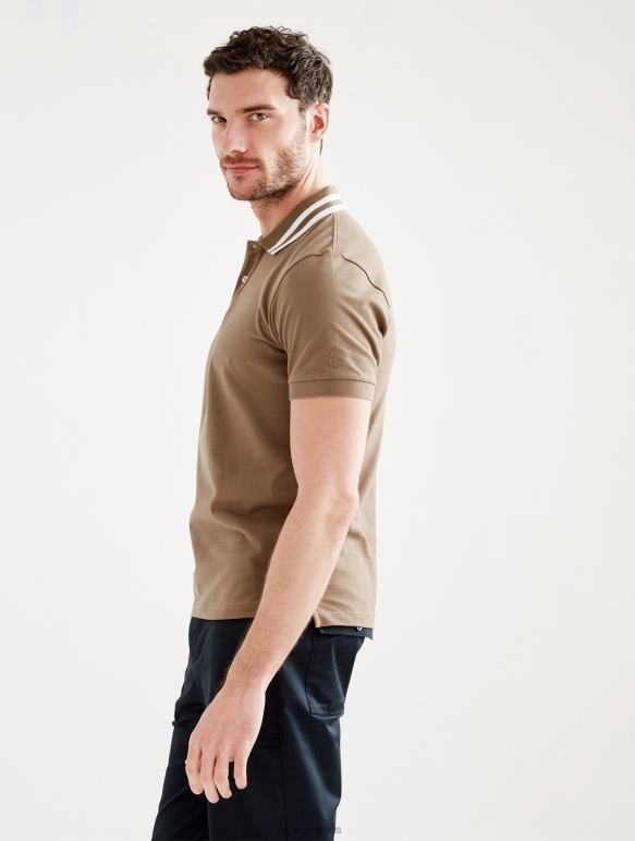 Hommes cappuccino Aigle polo à manches courtes et col à double bande vêtements 2F48625