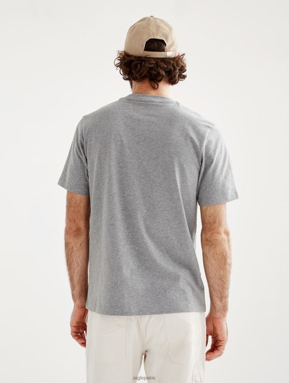 Hommes gris chiné Aigle t-shirt imprimé à col rond vêtements 2F48654