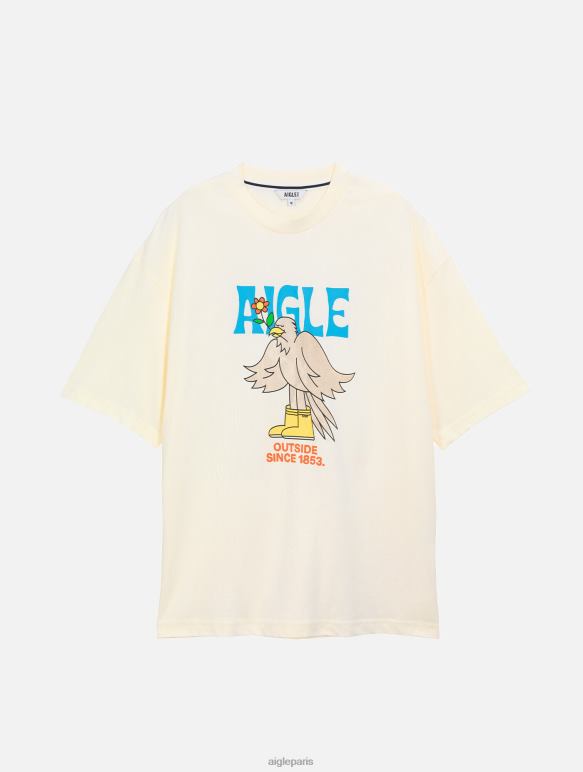 Hommes lait Aigle t-shirt imprimé à col rond vêtements 2F486117