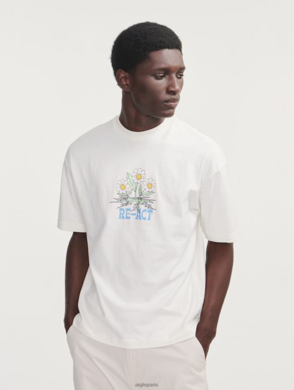 Hommes lait Aigle t-shirt imprimé à col rond vêtements 2F4865