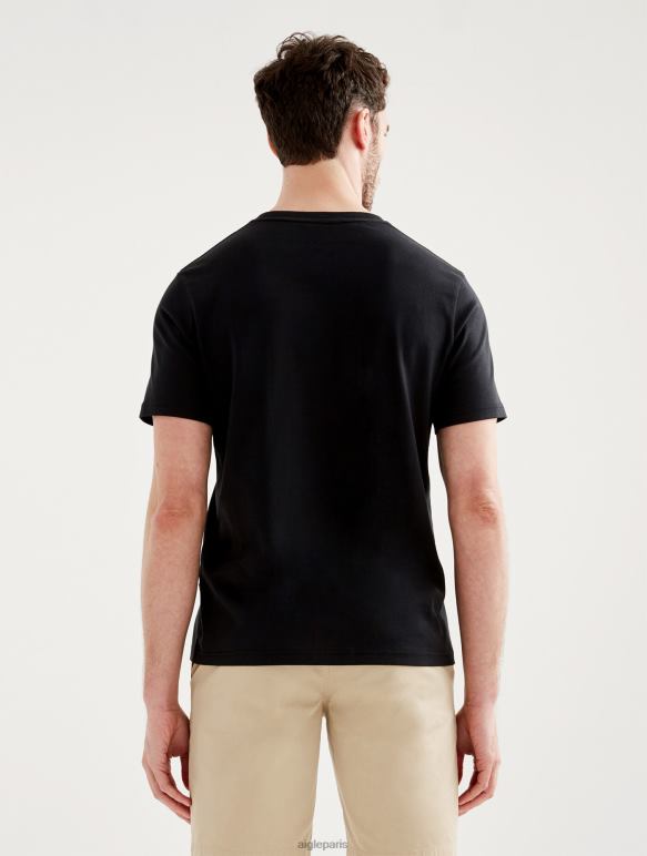Hommes noir Aigle t-shirt imprimé à col rond en pyratex vêtements 2F48669