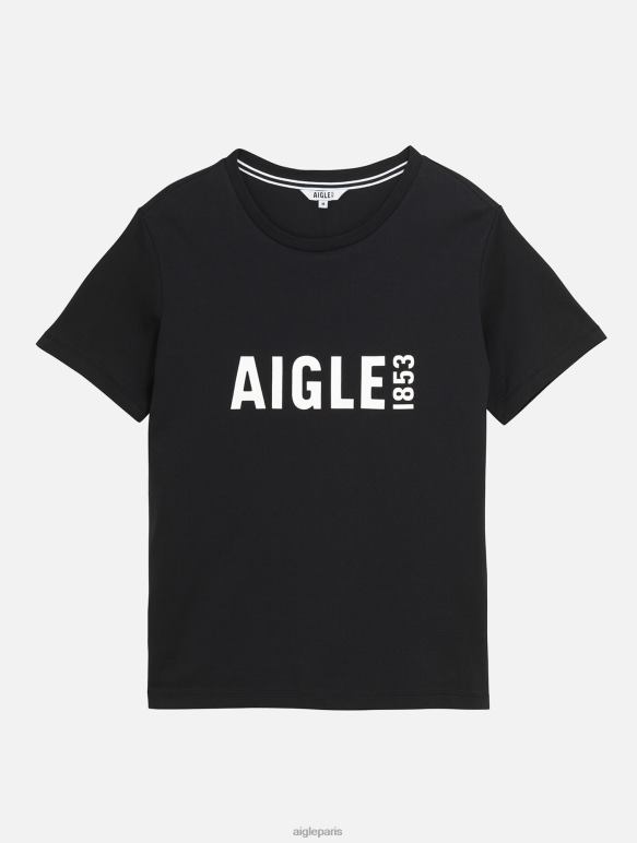 Hommes noir Aigle t-shirt imprimé à col rond en pyratex vêtements 2F48669