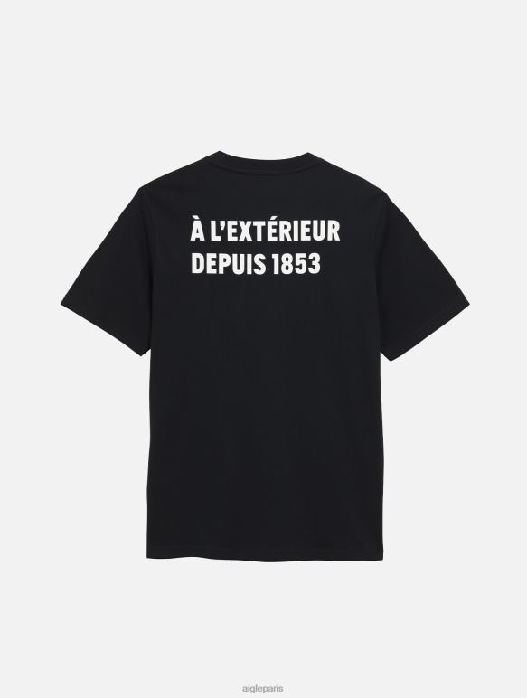 Hommes noir Aigle t-shirt imprimé à col rond vêtements 2F486103