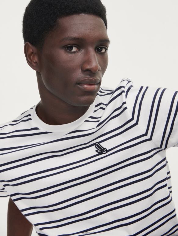 Hommes rue blanche Aigle t-shirt rayé à col rond vêtements 2F48650
