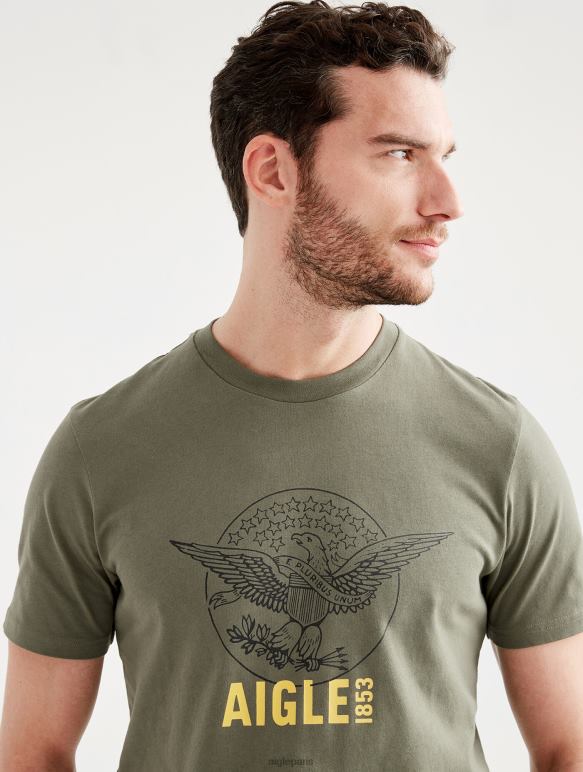 Hommes taillis Aigle t-shirt imprimé à col rond vêtements 2F48662