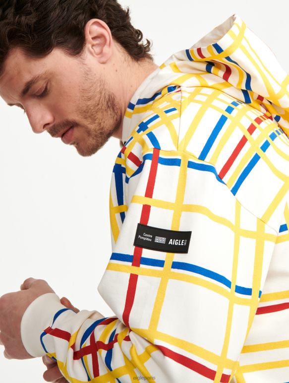 Hommes Mondrian Aigle x Centre Pompidou sweat à capuche brossé vêtements 2F486144