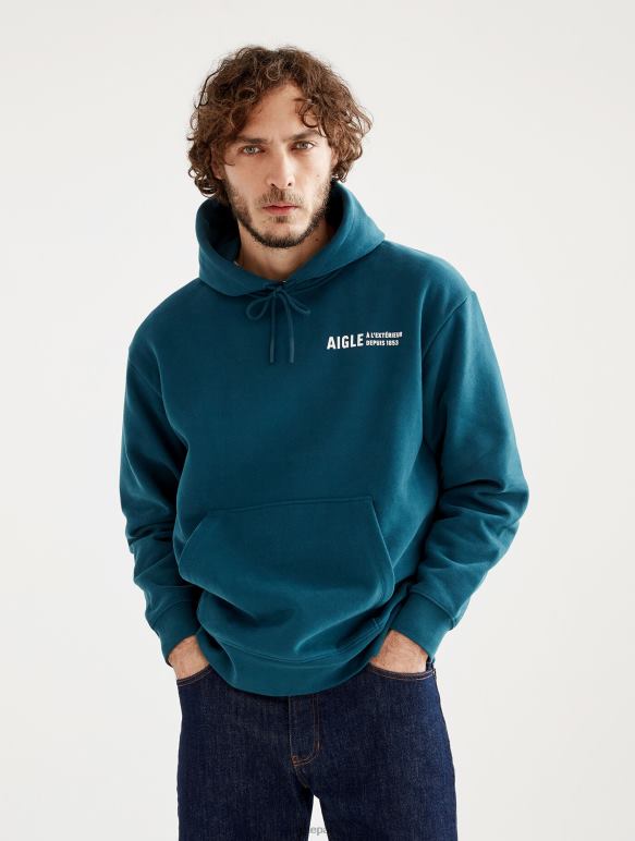 Hommes bleu orage Aigle sweat à capuche imprimé vêtements 2F48681