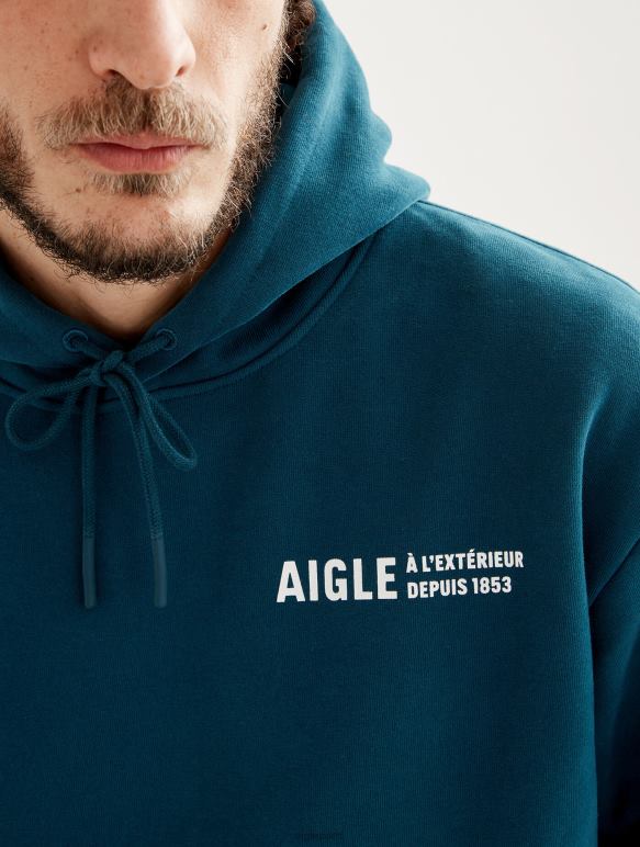 Hommes bleu orage Aigle sweat à capuche imprimé vêtements 2F48681