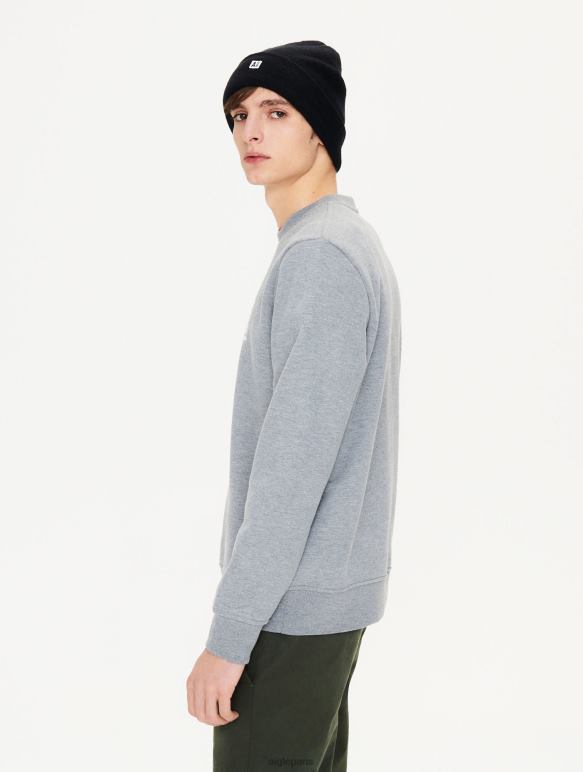 Hommes gris chiné Aigle sweat-shirt ras du cou imprimé brossé vêtements 2F48678