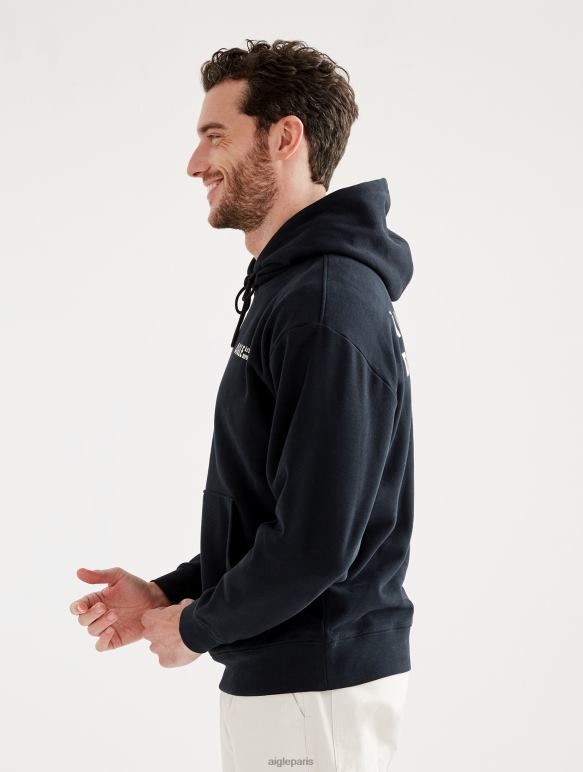 Hommes noir Aigle sweat à capuche imprimé vêtements 2F48638