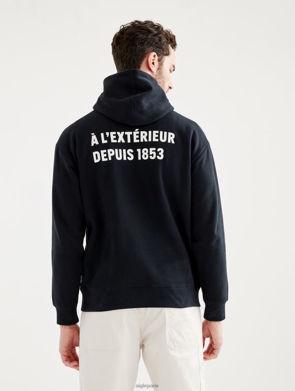 Hommes noir Aigle sweat à capuche imprimé vêtements 2F48638