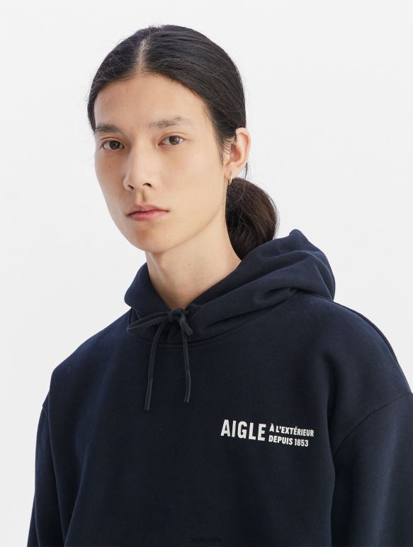 Hommes noir Aigle sweat à capuche imprimé vêtements 2F48638