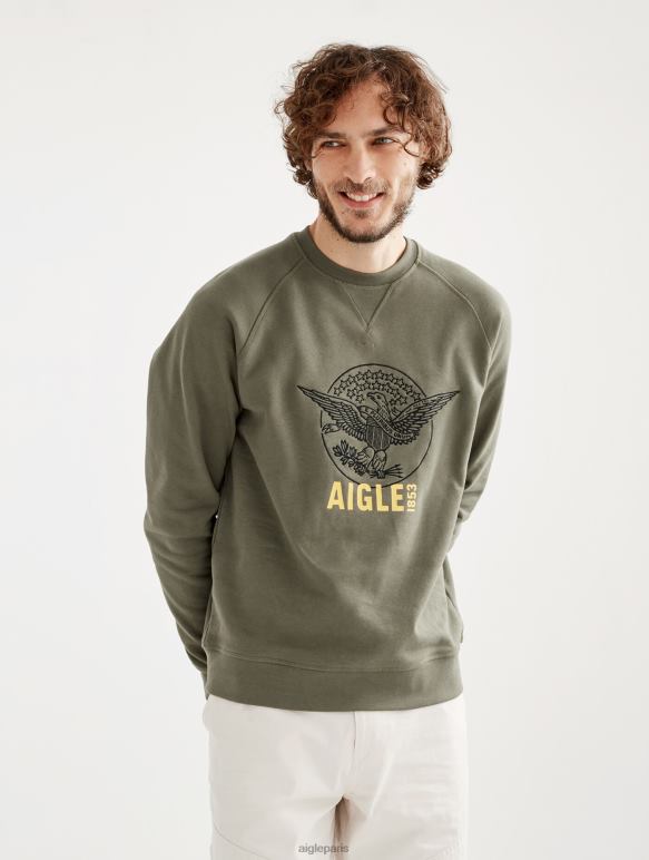 Hommes taillis Aigle sweat-shirt à col rond brodé vêtements 2F48680